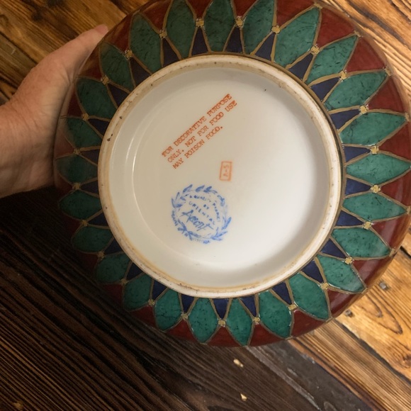 Vintage RARE Find Oriental Accent Mid Century Hand Painted Deco Bowl - Picture 4 of 6